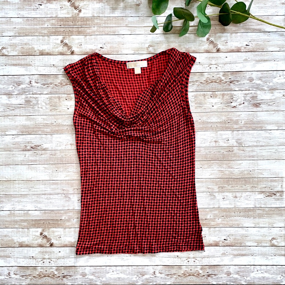 Michael Kors Red checkered short sleeve top
